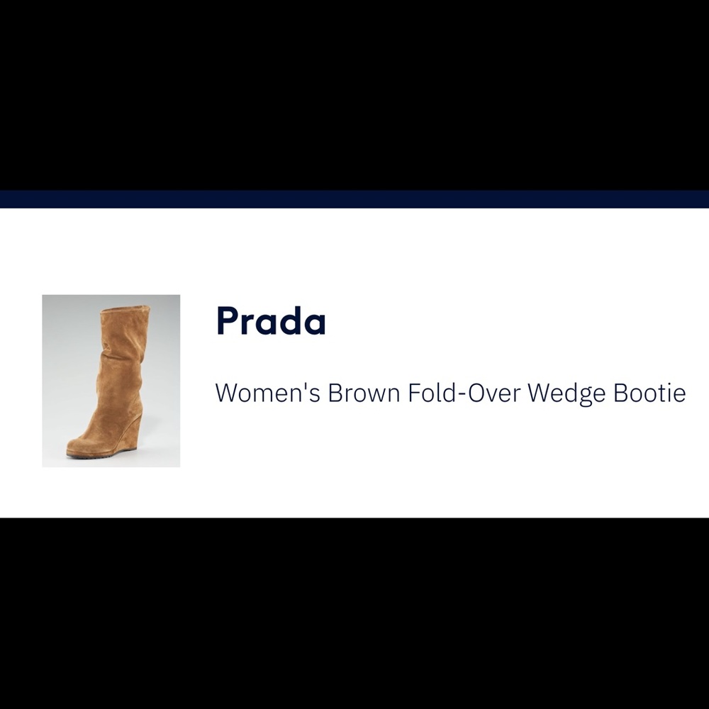 Prada Brown Suede Fold-Over Wedge Bootie Size 40